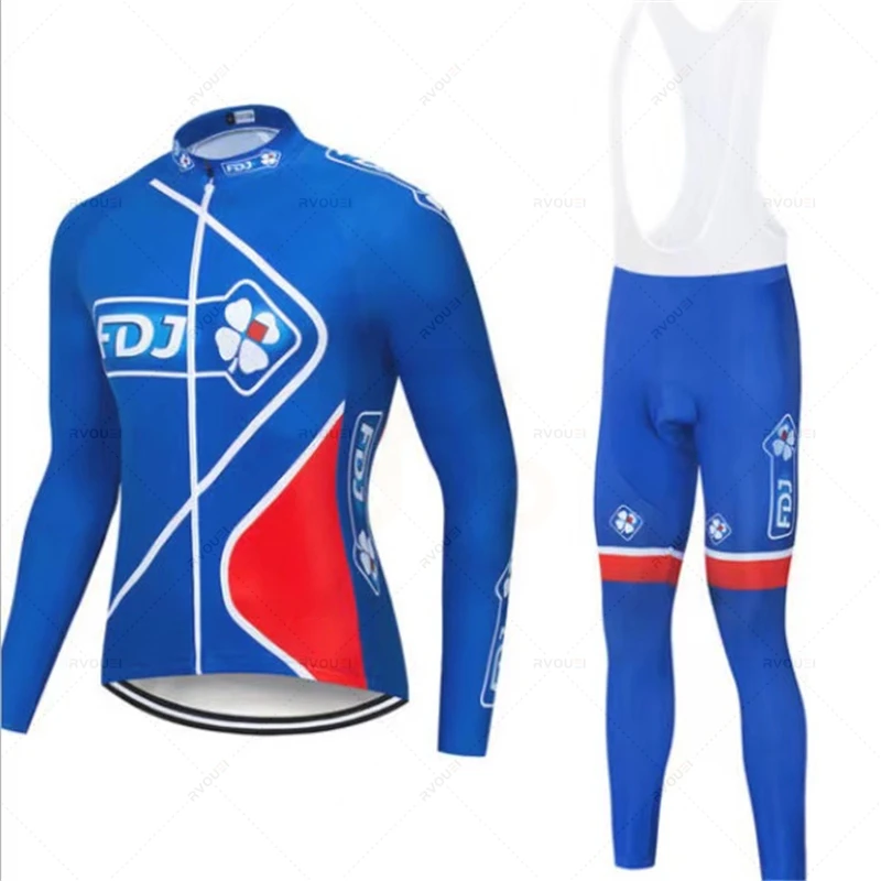 Fdj Pro 2023 Autumn Team Cycling Jersey 19D Bib Set MTB Uniform Bicycle Clothing Quick Dry Bike Clothes Mens Long Cycling Wear