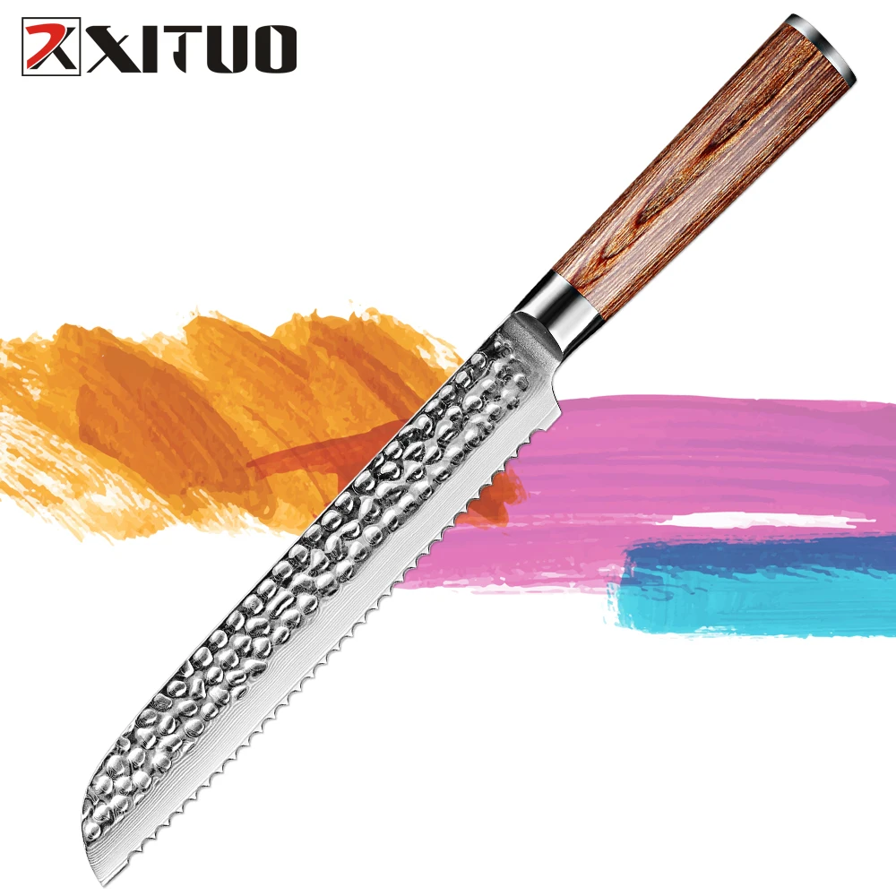 

Bread Knife Damascus Forged Steel Pro Grade Bread Slicing Knife 8-Inch Serrated Edge Cake Knife, Bread Cutter for Crusty Bread