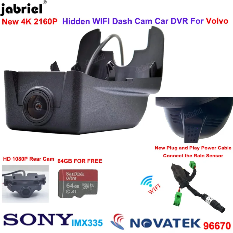 

2K 4K 2160P Wifi Car DVR Dash Cam Dual Video Recorder for Volvo XC40 Recharge T5 2021 2022 for Volvo XC40 2018 2019 2020 2021