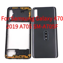 For Samsung Galaxy A70 2019 A705 SM-A705F Middle Frame Plate Bezel Battery Back Cover Rear Door With Camera Lens Replace