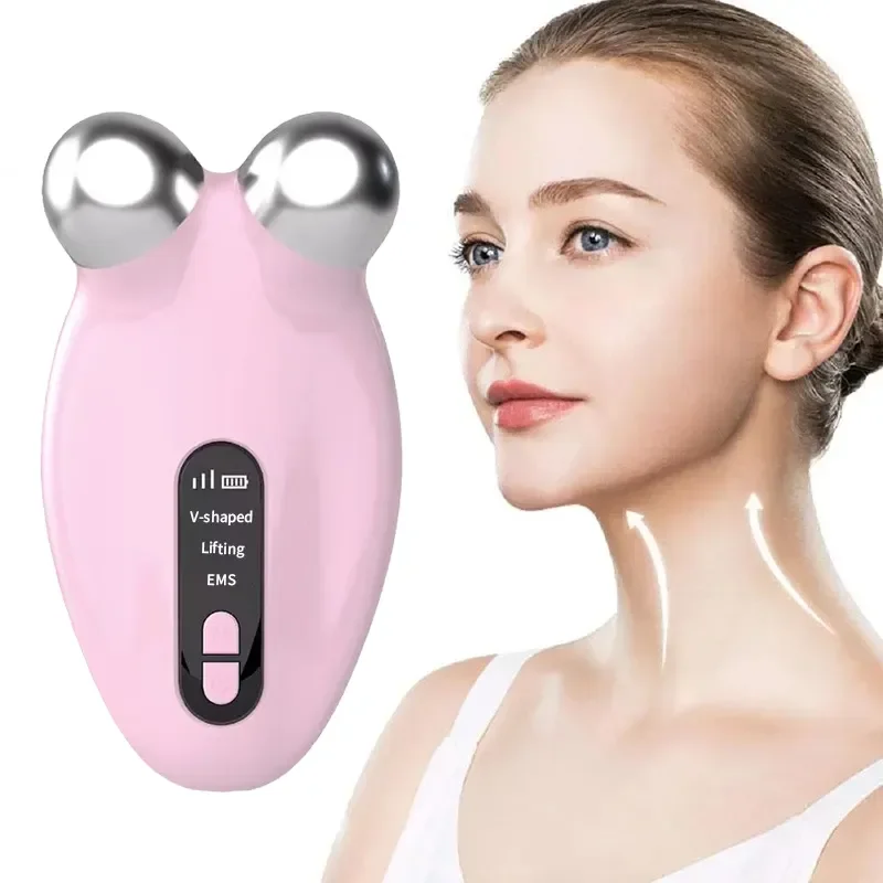 

Face Lifting Roller Anti Wrinkle EMS Microcurrent With Two Massage Heads RF Skin Tightening Massager