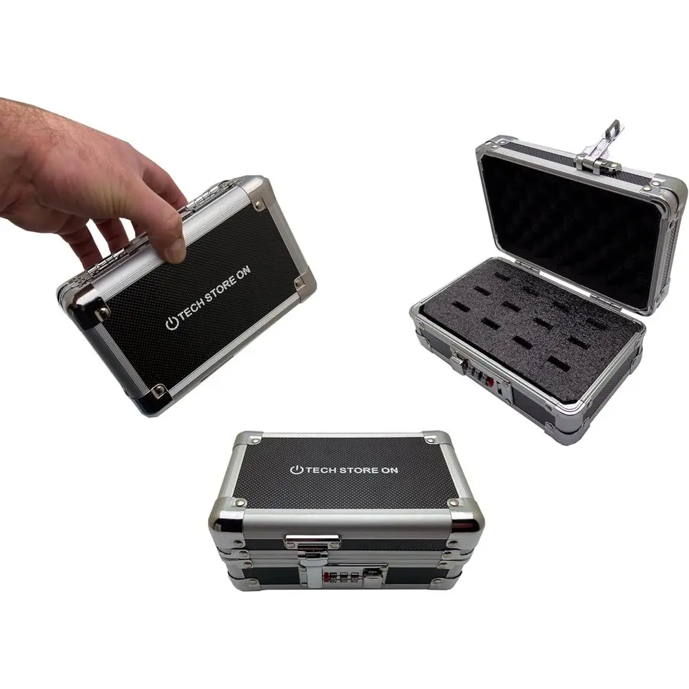 

Органайзер для USB-накопителей TECH STORE (на 12 слотов) – ударопрочный и антистатический бокс для хранения с кодовым замком | Защита для ресниц Dr.