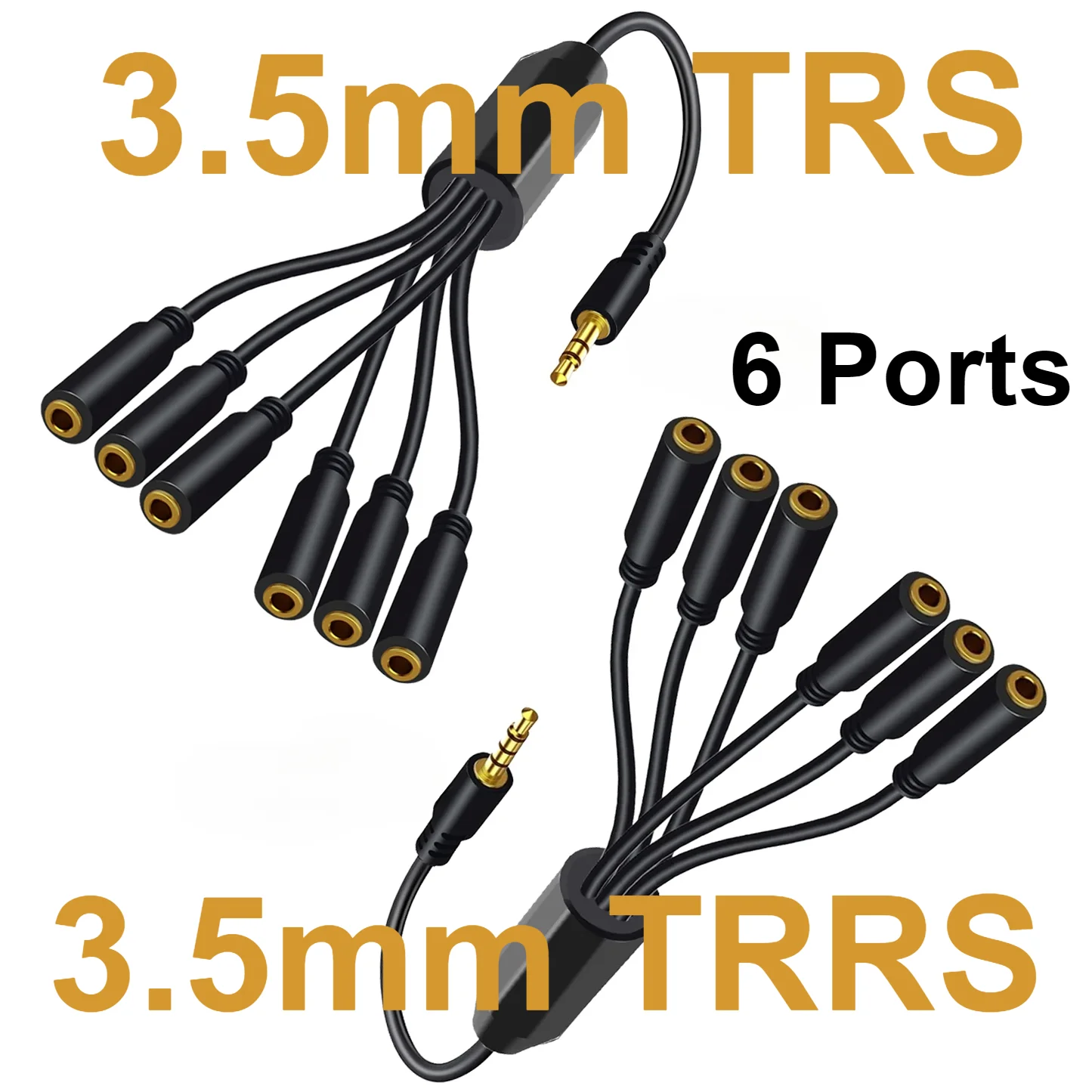 1/8 TRS/TRRS Stereo 3.5mm to 6 Ports Jack Adapter 0.3M Audio Extension Cable for PC Phone TV Speakers Headphones 1to6 Splitter