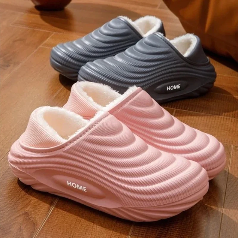 

Женская и мужская зимняя домашняя плюшевая теплая хлопковая обувь, женские милые розовые мягкие хлопковые тапочки на толстой подошве для ношения на улице
