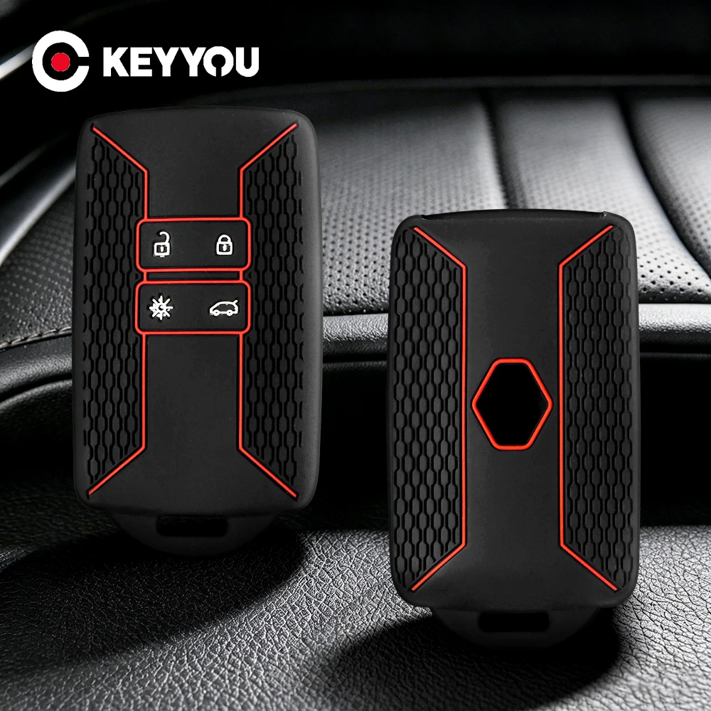 KEYYOU NEU für Renault Captur Megane Talisman Espace Clio Zoe Koleos Scenic 4 Arkana Dacia Sandero Karten-Silikon-Autoschlüsselhülle