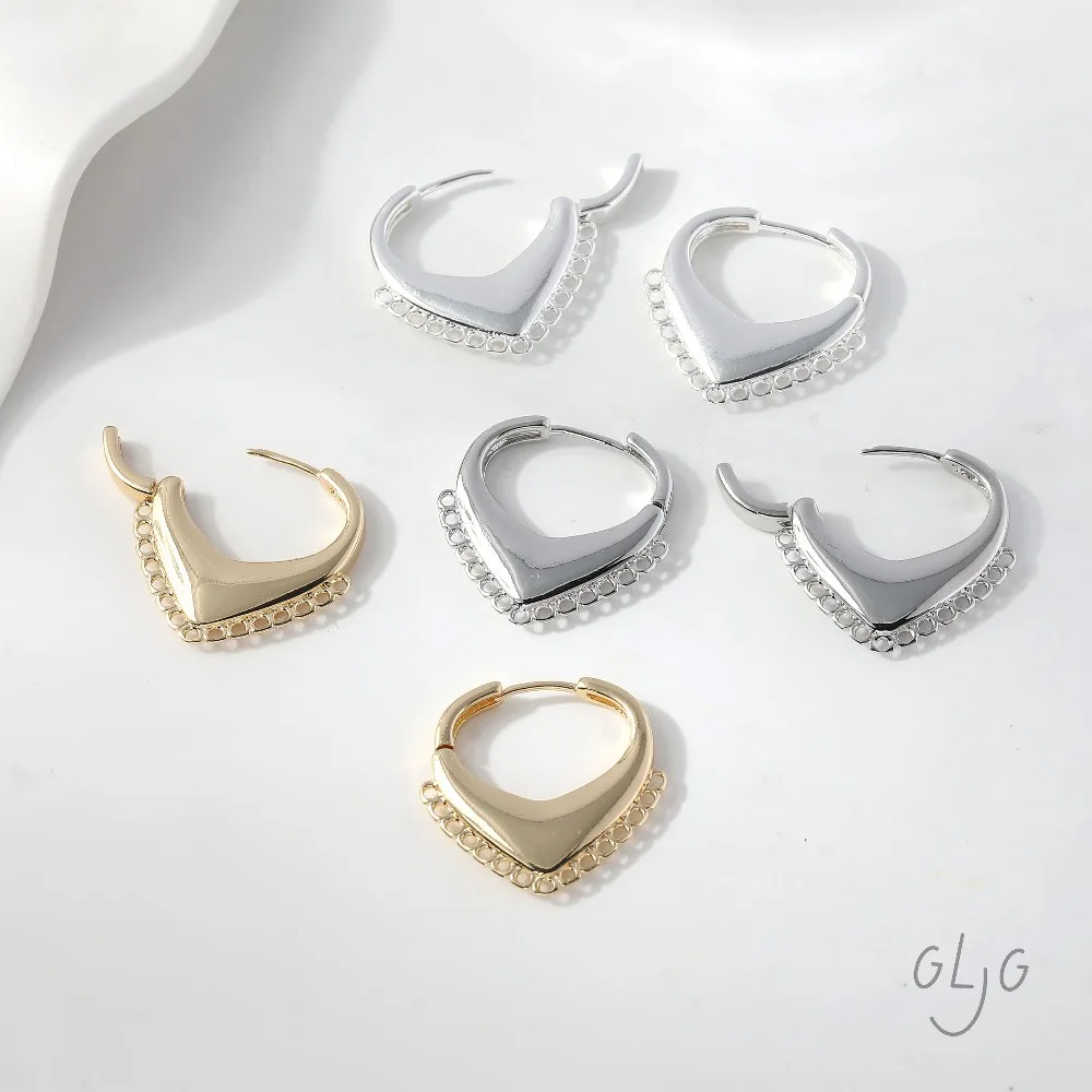 4 Piezas de Conectores para Pendientes de Corazón, Accesorios para Fabricación de Joyería, Chapados en Oro de 14k, 23mm