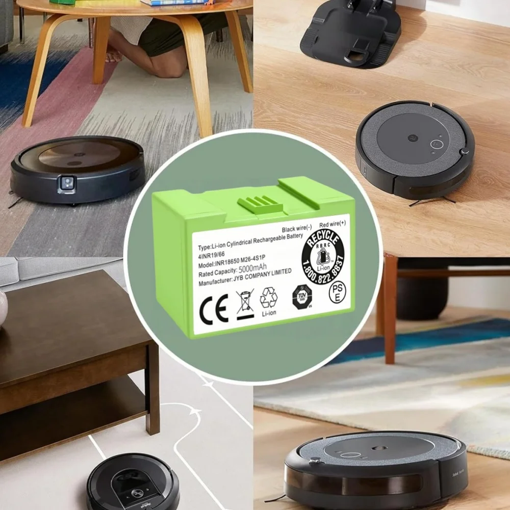 Reemplazo de batería de 14,4 V 5000mAh para iRobot Roomba e y i Series i7+ e5 7150 7550 i3 3150 i3+ 3550 i4 4150 i4+ 4624864