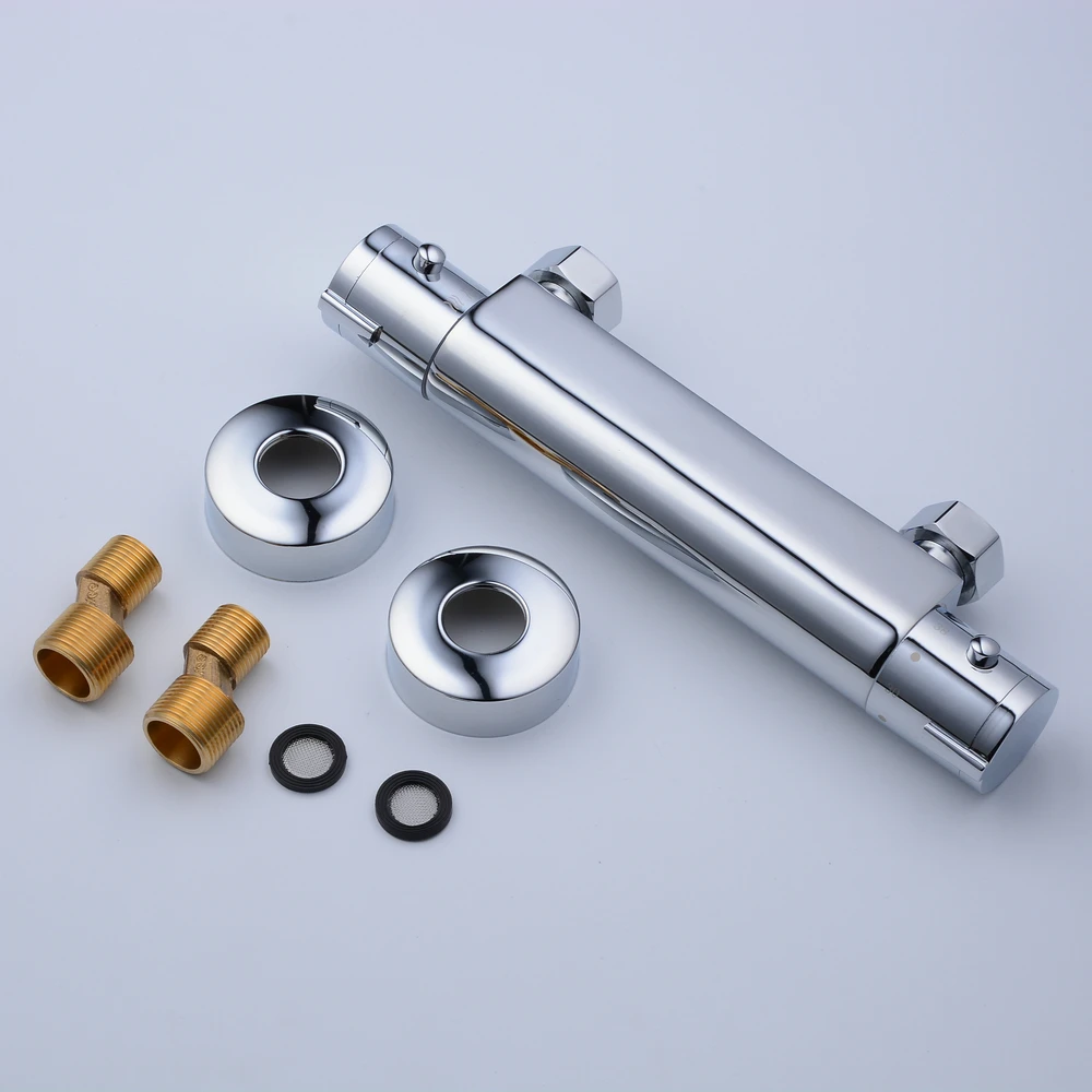 Wall Mounted Thermostatic bathtub shower head faucet hot and cold water heater solar water heater exposed mixing valve
