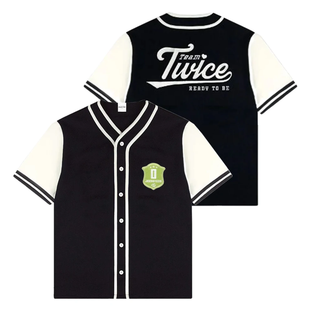 

Kpop Twice Jeongyeon Merch 5th World Tour Baseball Jersey Shirt 3D V-Neck Short Sleeve Streetwear Tee Men Women Fashion Clothes