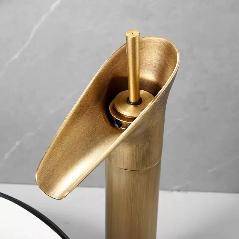 

Copper Wine Cup Faucet Retro Single Cold Faucet With Hose European Antique Basin Waterfall Faucet Vintage Tap For Bathroom Hotel