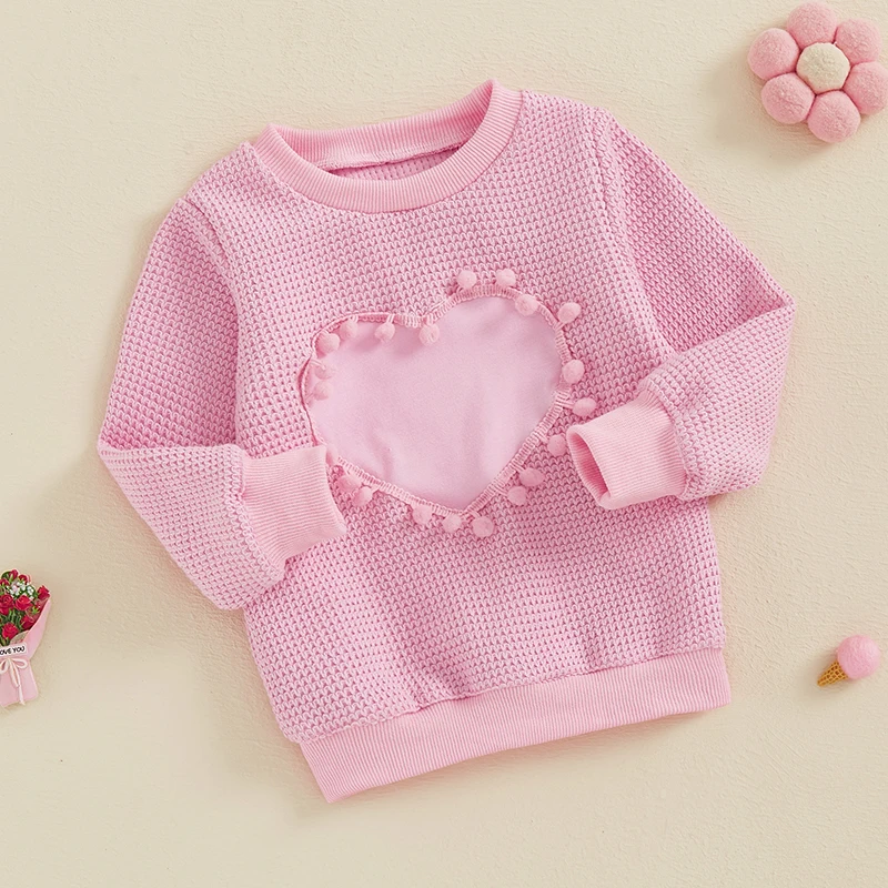 Toddler Girls Hooded Sweatshirt Cute Heart Print Pullover Sweater for Autumn Winter Casual Daily Wear Outfit