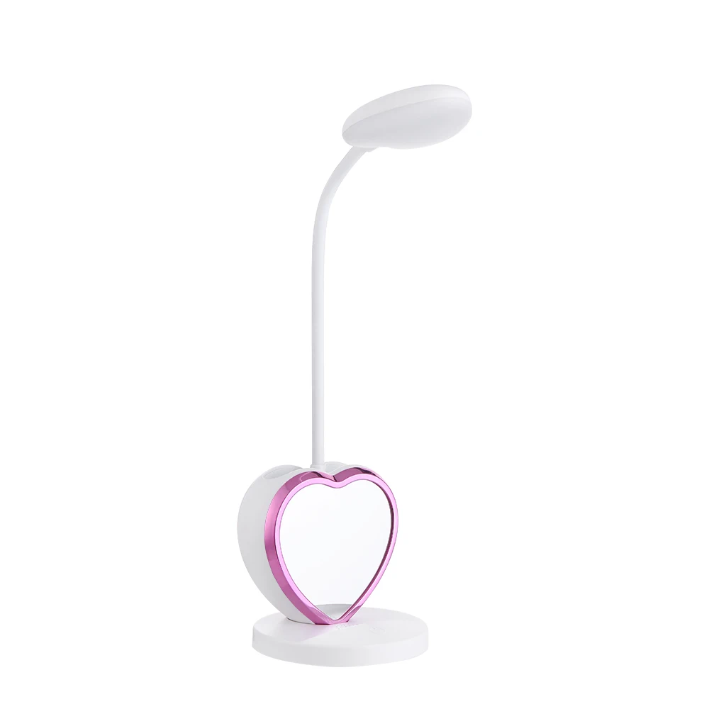LED Table Lamp Learn Eye Protection Dimmable Night Light Multi functional Heart-shaped Mirror Light Student Dormitory