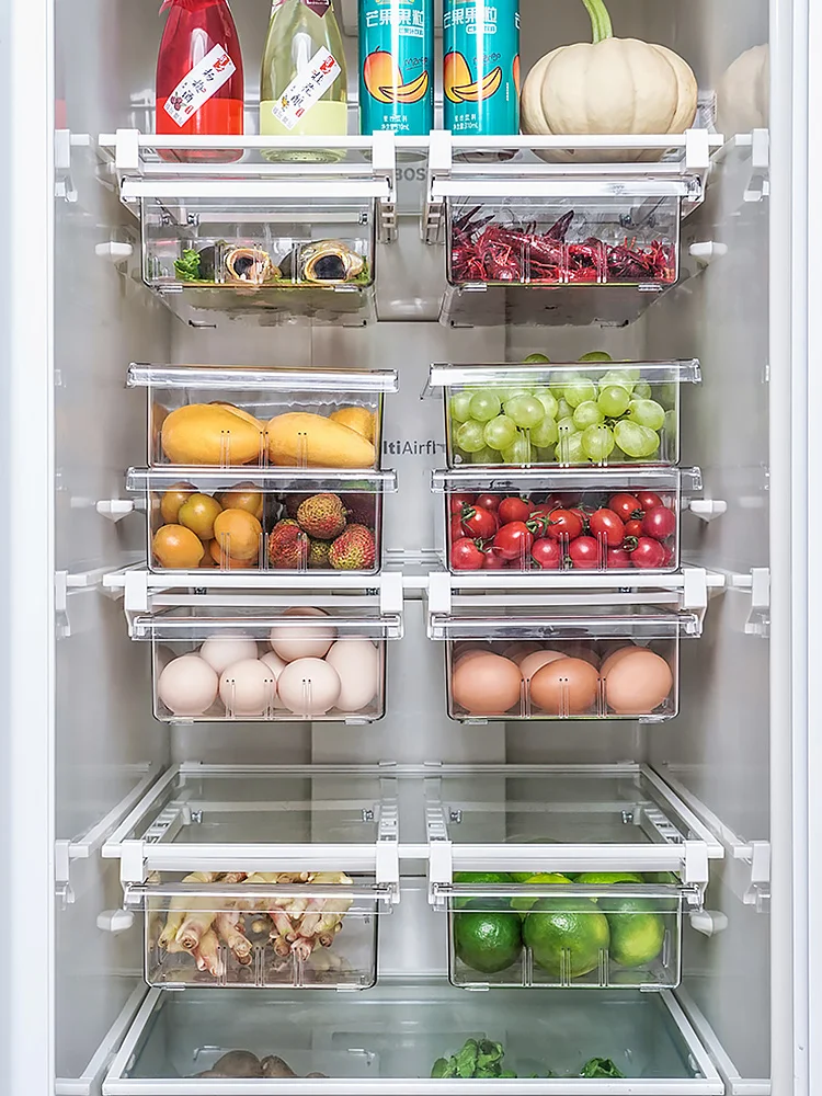 

Подвесной ящик для хранения в холодильнике, ящик для яиц, разделенный подвесной ящик для хранения, корзина для корзины, органайзер, контейнер для хранения продуктов