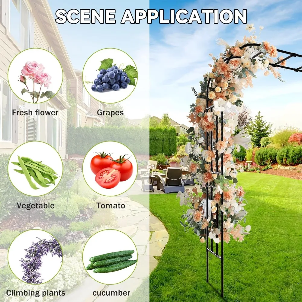 أنبوب حائط فائق النحافة على شكل قوس الحديقة (25 مم) - 126 (طول) * 105 (ارتفاع) بوصة، سميك، أنابيب فولاذية بلاستيكية تقنية مضادة للصدأ، قوس معدني، S