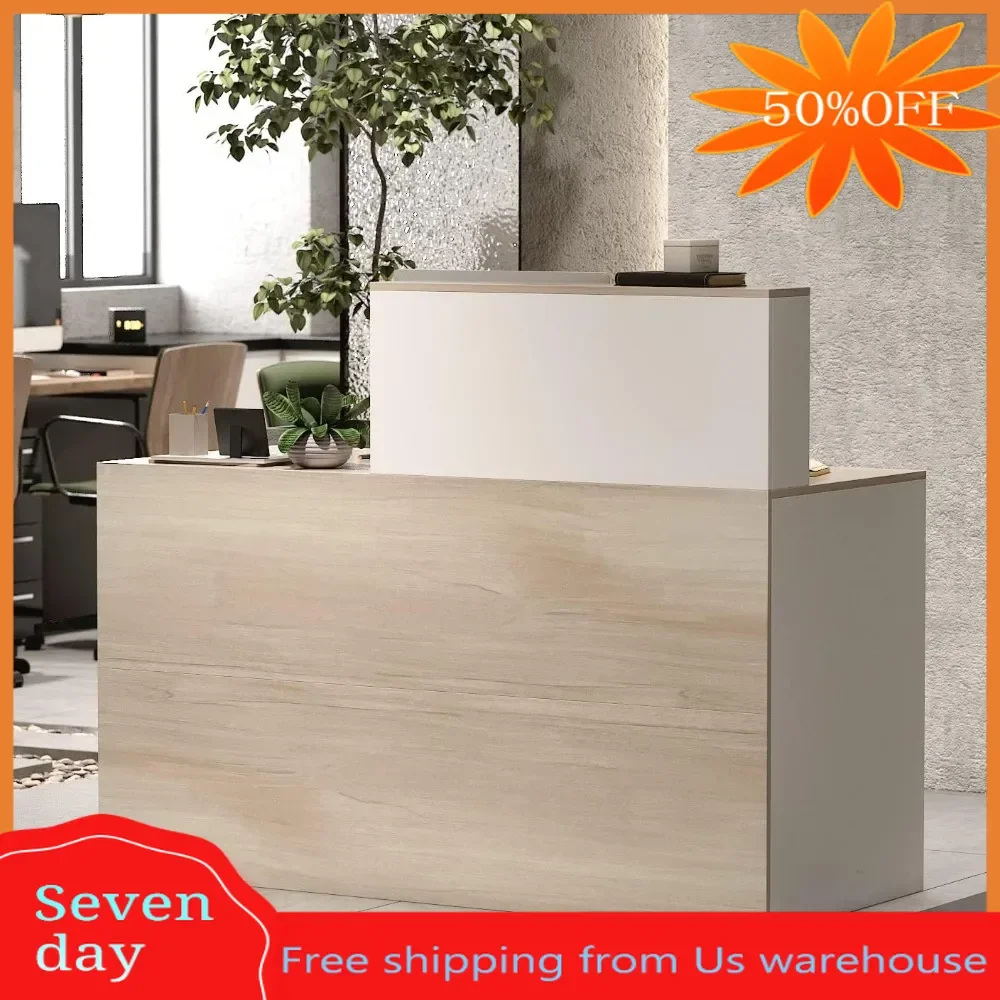 

Reception Desk with Counter Lockable Srotage Drawers,for Salon Reception Room Checkout Office