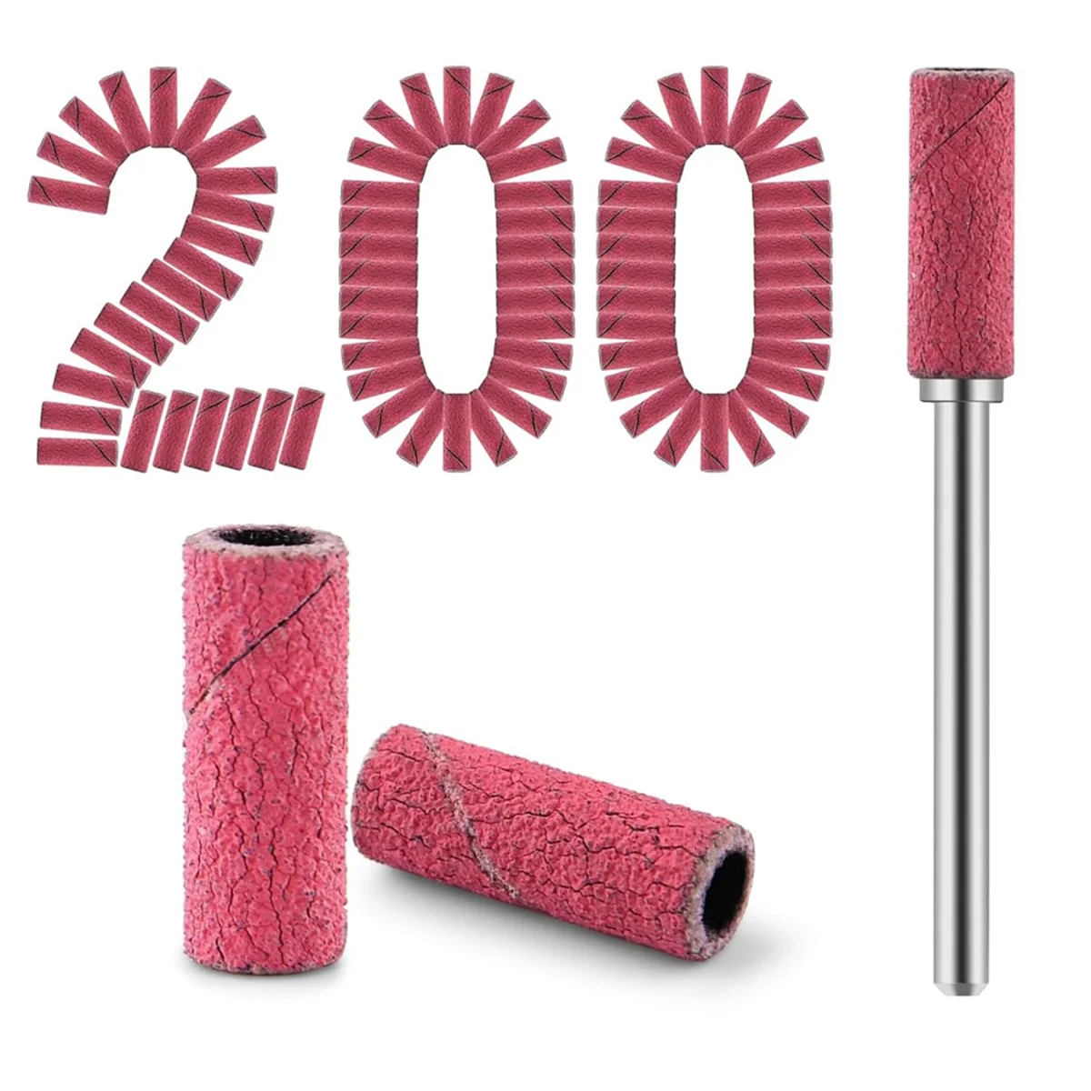 200 Adet Tırnak Matkap Uçları Küçük Zımpara Bantları, 3.1mm Mandrel Ucu, 180 İnce Kum Mini Zımpara Bantları Tırnak Törpüsü