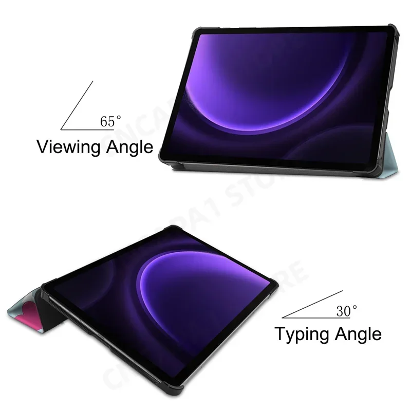 Slim Magnetic Cover For Samsung Galaxy Tab S9 FE 10.9" Smart Tablet Case SM-X510 SM-X516B Tri-Folded Funda with Hard Back Shell