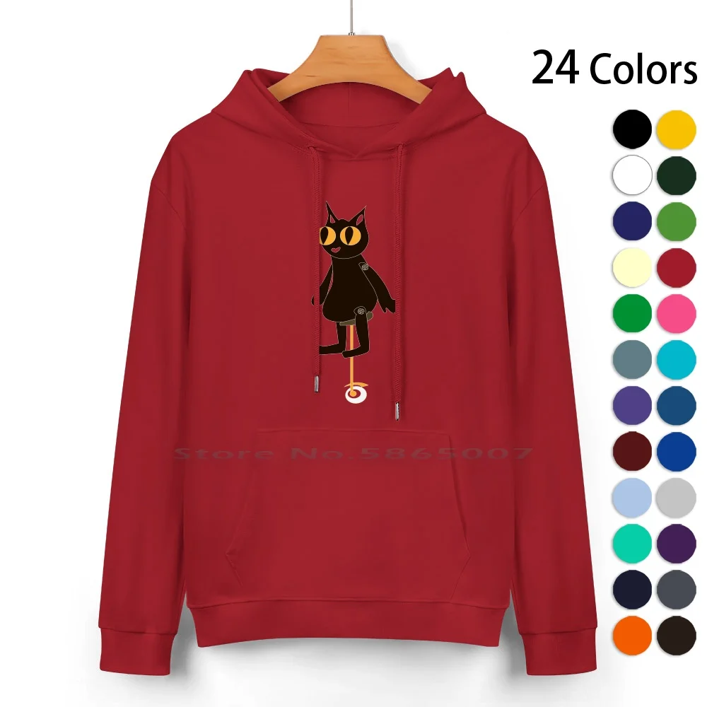 Fran Bow Kitty Pure Cotton Hoodie Sweater 24 Colors Fran Bow Kitty Mr Midnight Cat Game Fanart Cartoon Flat Simple Unicycle