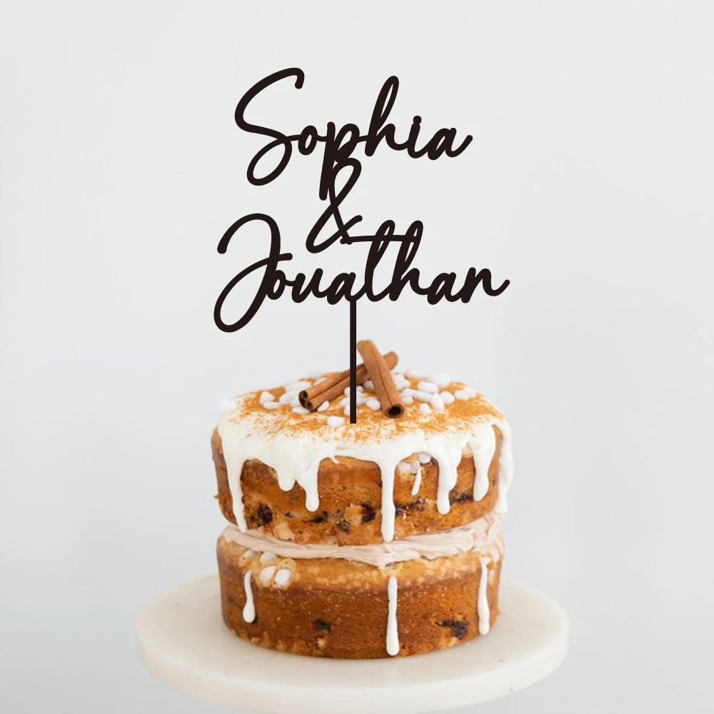 Adorno personalizado para tarta con nombre de novia y novio, adorno acrílico personalizado para tarta, decoración de regalo de aniversario de boda
