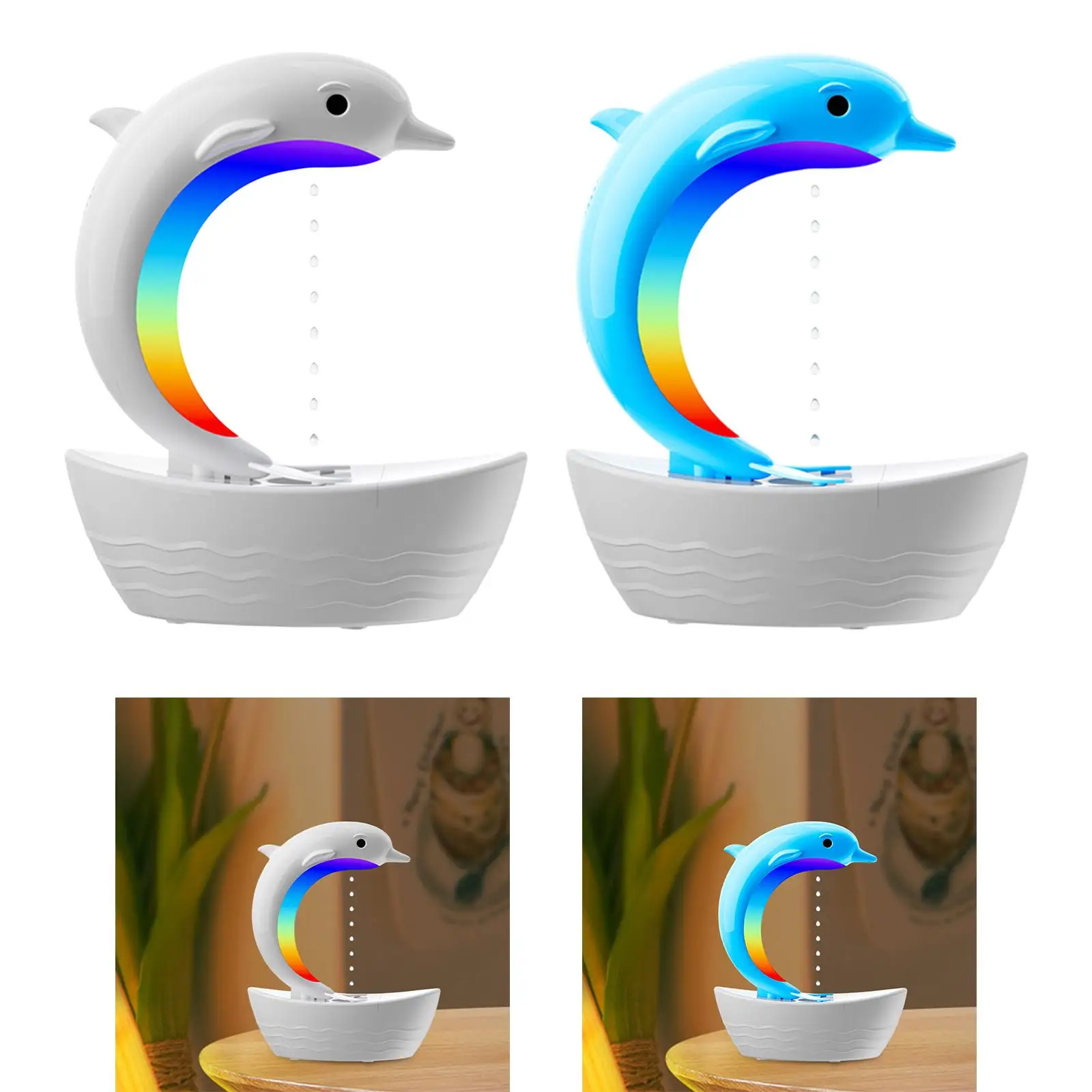 Umidificador de golfinho decoração sem água desligamento automático para quarto ornamento multifuncional difusor de aroma modo de luz noturna ajustável