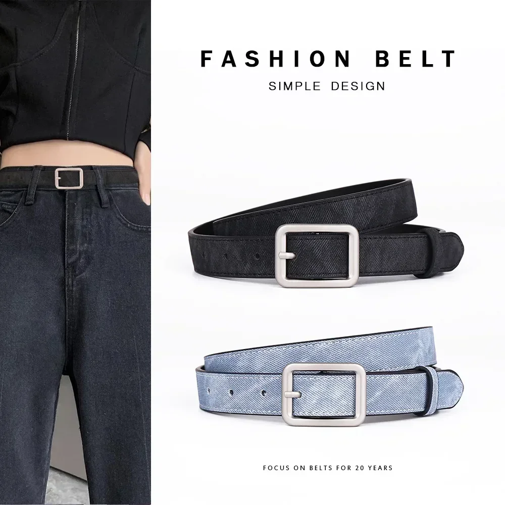 Brand Luxury Women's Belt Versatile Decorative Jeans Leather Belt Premium Matte Needle Buckle Fashion Casual Belt