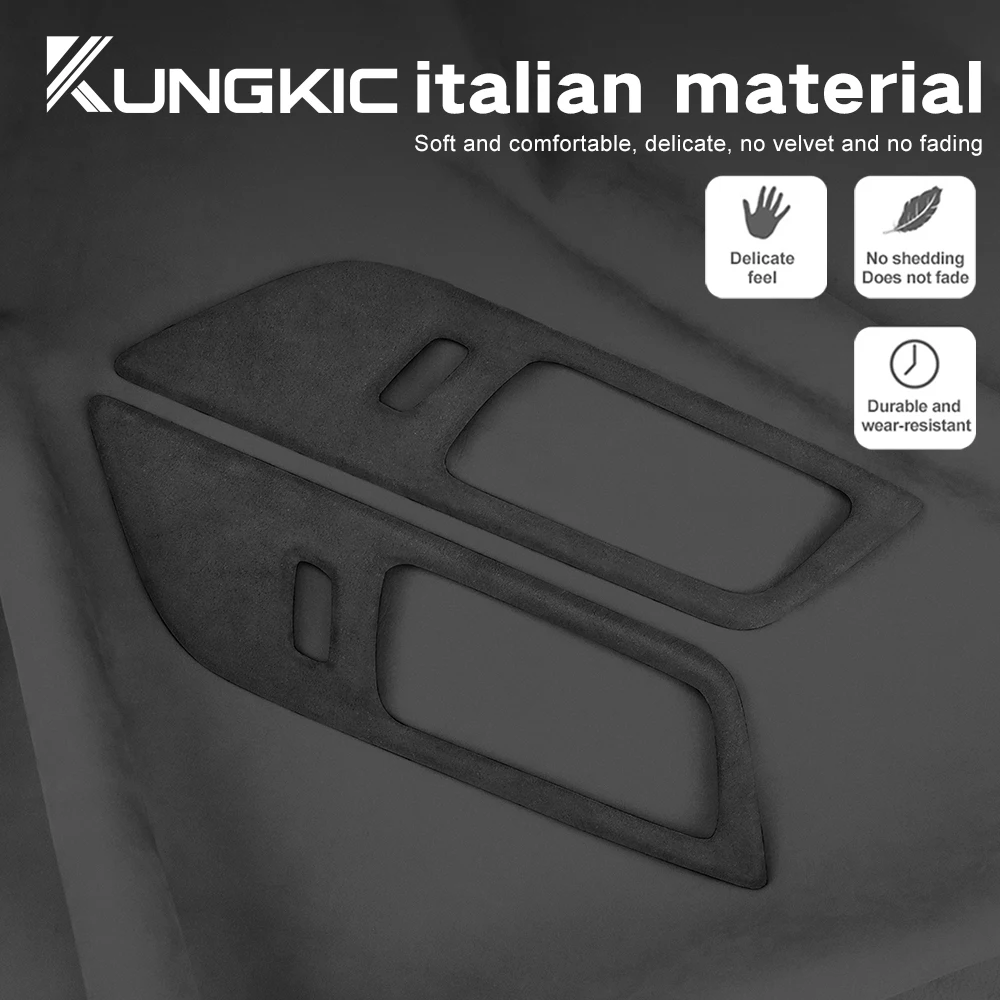 Italian Premium Suede Cover For Ford Mustang (2015-2022) 2PCS Turn Fur Car Door inner Handles Sticker Trim Auto Accessories