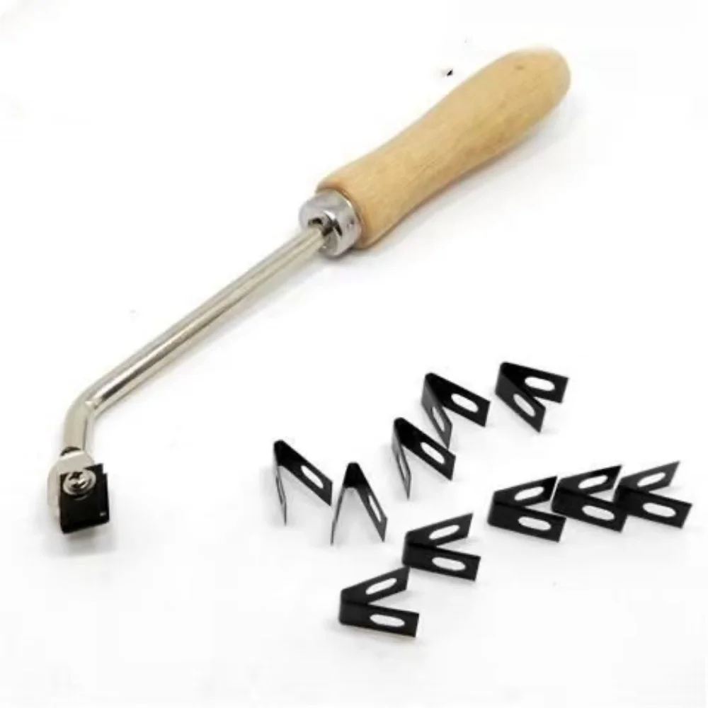 

Нож для нарезки пазов в ПВХ-покрытиях с 10 лезвиями - Регулируемый шовный нож с деревянной ручкой, крючковой нож для нарезки швов при укладке пола