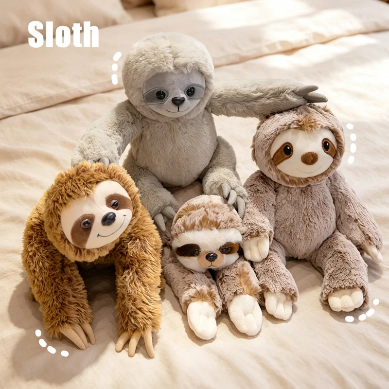

1Pc 22/32cm New Plush Sloth Plush Toys Cute Sitting & Lying Sloth Plushie Stuffed Soft Animal Doll