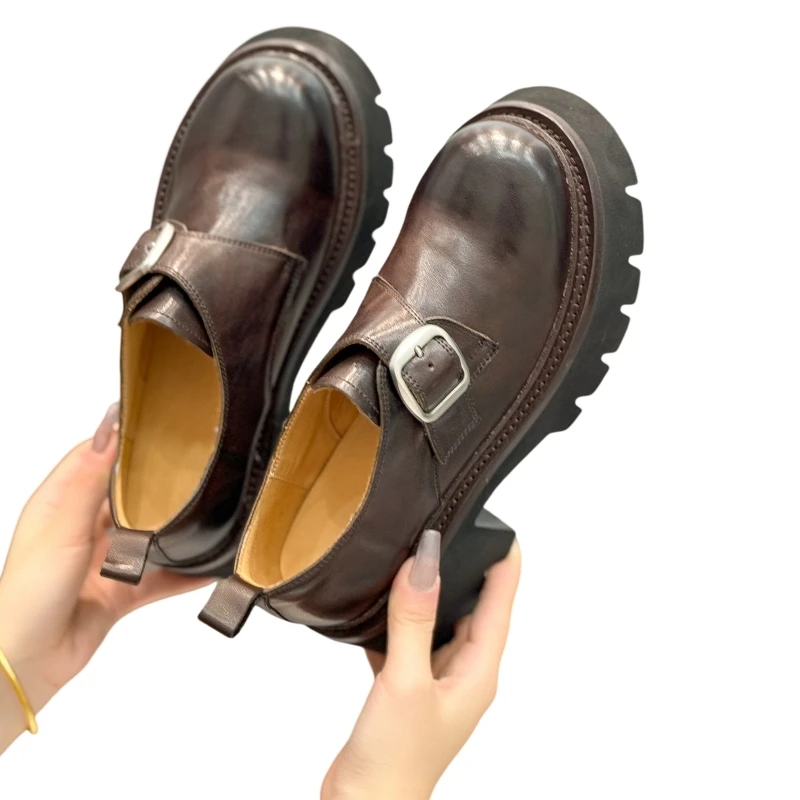 

25 New High-Grade Leather Wear Casual Women's Leather Shoes Temperament Thick Genuine Leather Top Quality AD1015