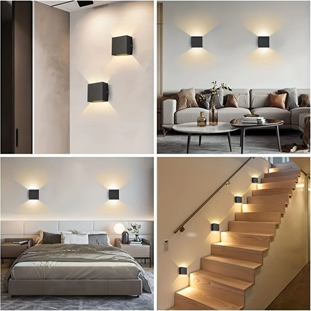 Hard Wired LED Indoor Wall Light Interior Up And Down Light Wall Sconces Modern Black Bedroom 6W Aluminum Wall Lamp Fixtures