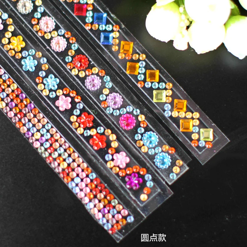 Self Adhesive Acrylic Crystal Rhinestone Diamond Stickers Tape Roll for Kids Handmade DIY Materials Album Notebook Decoration