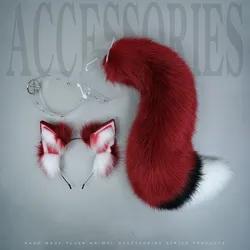 Nuovo lupo rosso Anime bestia orecchio bestia coda copricapo puntelli simulazione orecchie di gatto fascia COSPLAY Lolita fatto a mano LOL Fox accessori