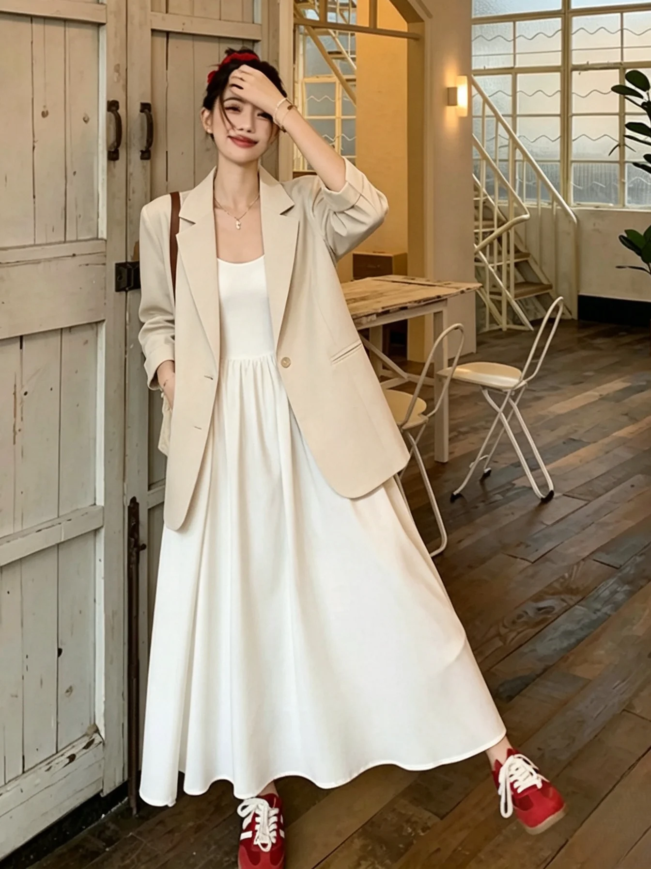 ensemble-de-maternite-elegant-veste-et-haut-amples-et-amincissants-pour-le-printemps-et-l'automne-robe-a-bretelles-style-francais-decontracte-fibre-de-polyester