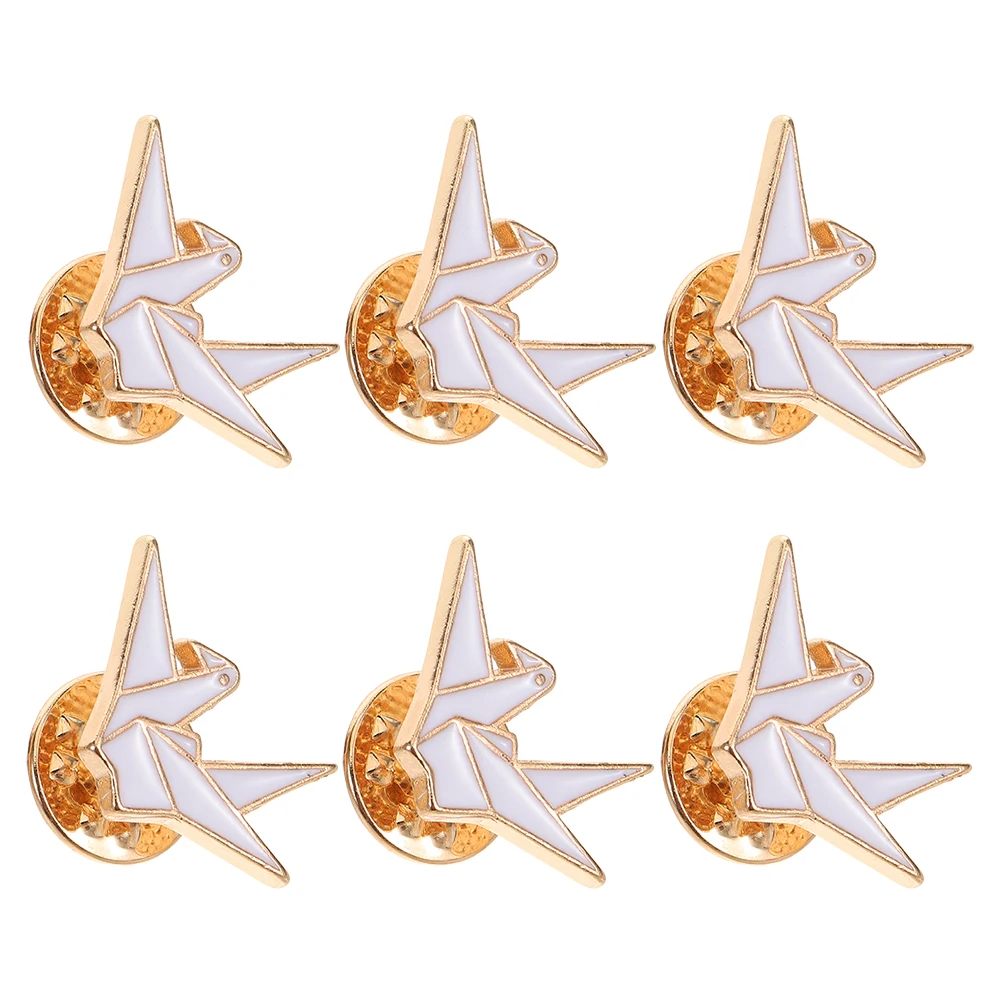 

6Pcs Origami Crane Brooch Pin Cute Cartoon Metal Lapel Pins for Women Clothes Backpacks Stylish Accessories Pin Badges