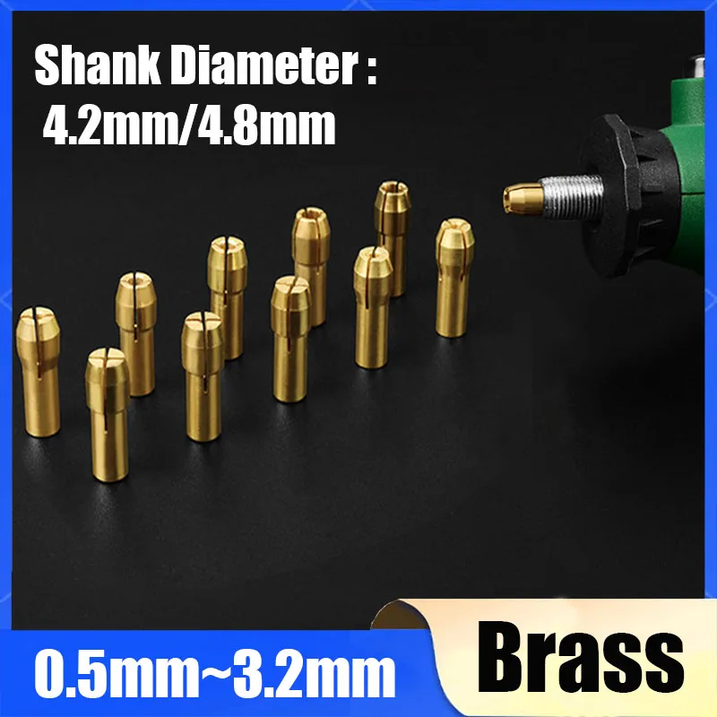 10Pcs 0.5/0.8/1-3.2mm Electric Grinding Accessories Drill Brass Electric Grinder Four-Prong Collet Chuck For Dremel Rotary Tool