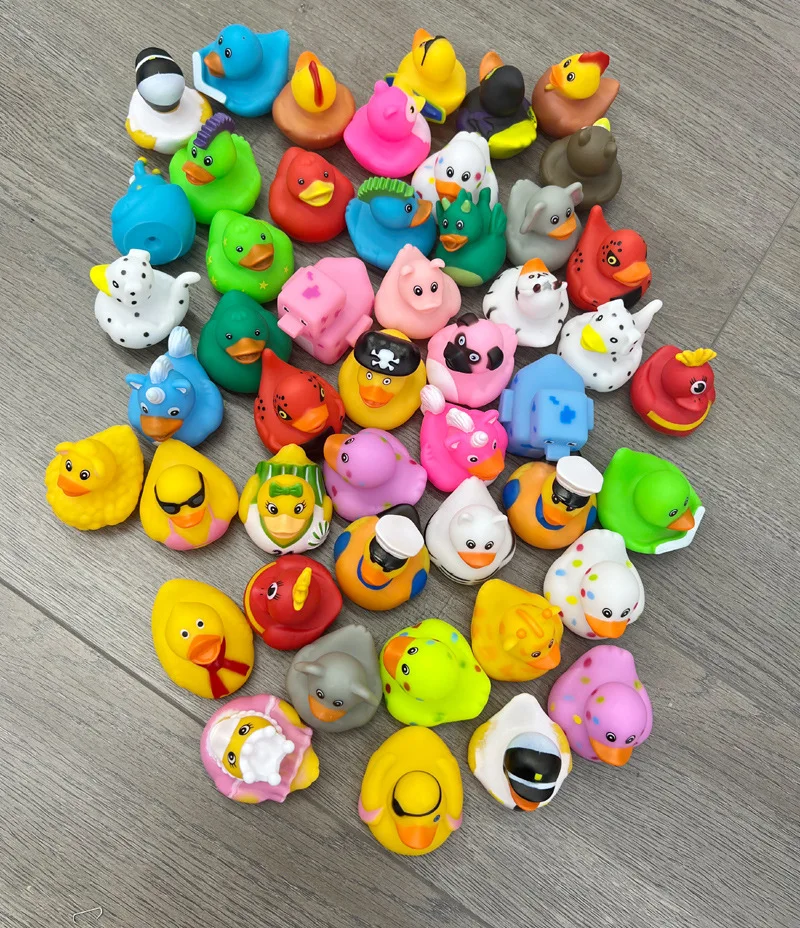 5-50 PCS Kids Christmas Rubber Ducks Bath Toys Boys Girls Christmas Decor Gifts Kids Holiday Toy Gifts Cake Decorations