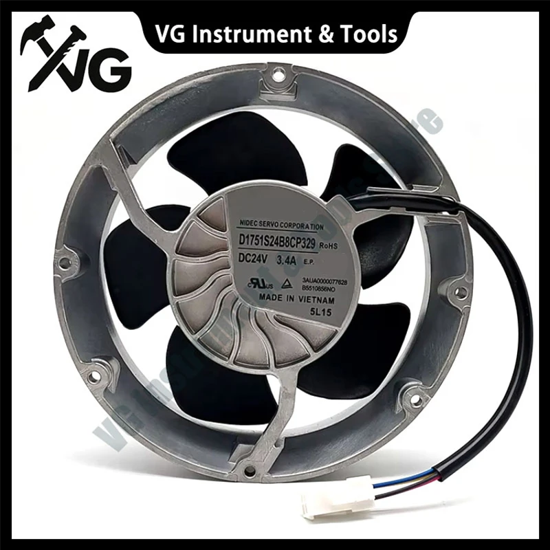 New For Servo D1751S24B8CP329 DC 24V 3.4A 172x172x51mm 4-Wire Server Cooling Fan