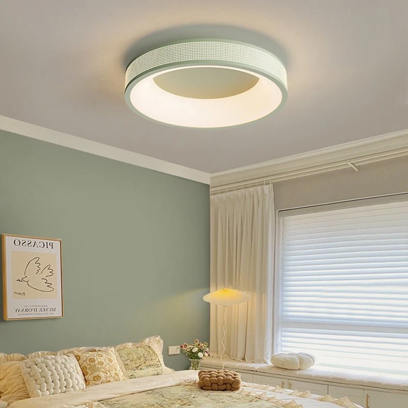 Plafonnier LED Circulaire Rond et Carré de Style Crème, Luminaire Décoratif d'Nik, de Couleur Blanche et Verte, Idéal pour une Chambre à Coucher, un délégations, une Allée ou un Couloir