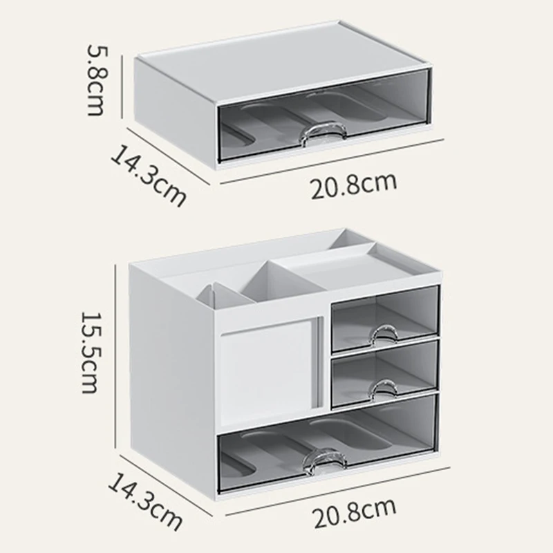 Office Desktop Stationery Storage Box with Notes Photo Cards Display Area Stackable Cosmetics Sundries Storage Drawer Organizer