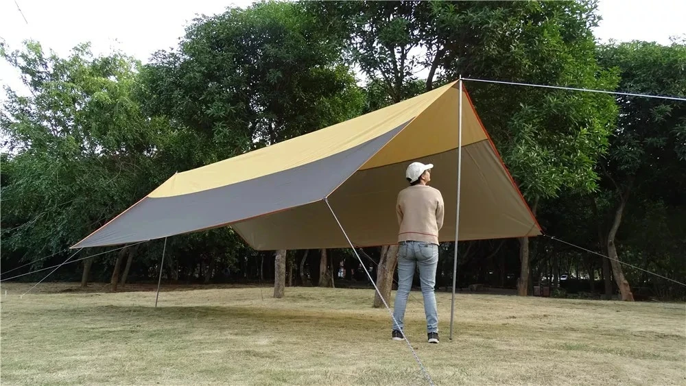 Camping Tarp 4.4x6m Tent Tarp Waterproof Oxford Outdoor Flysheet Large Fly Sheet Big Awning Sun Shelter Sunshade Canopy