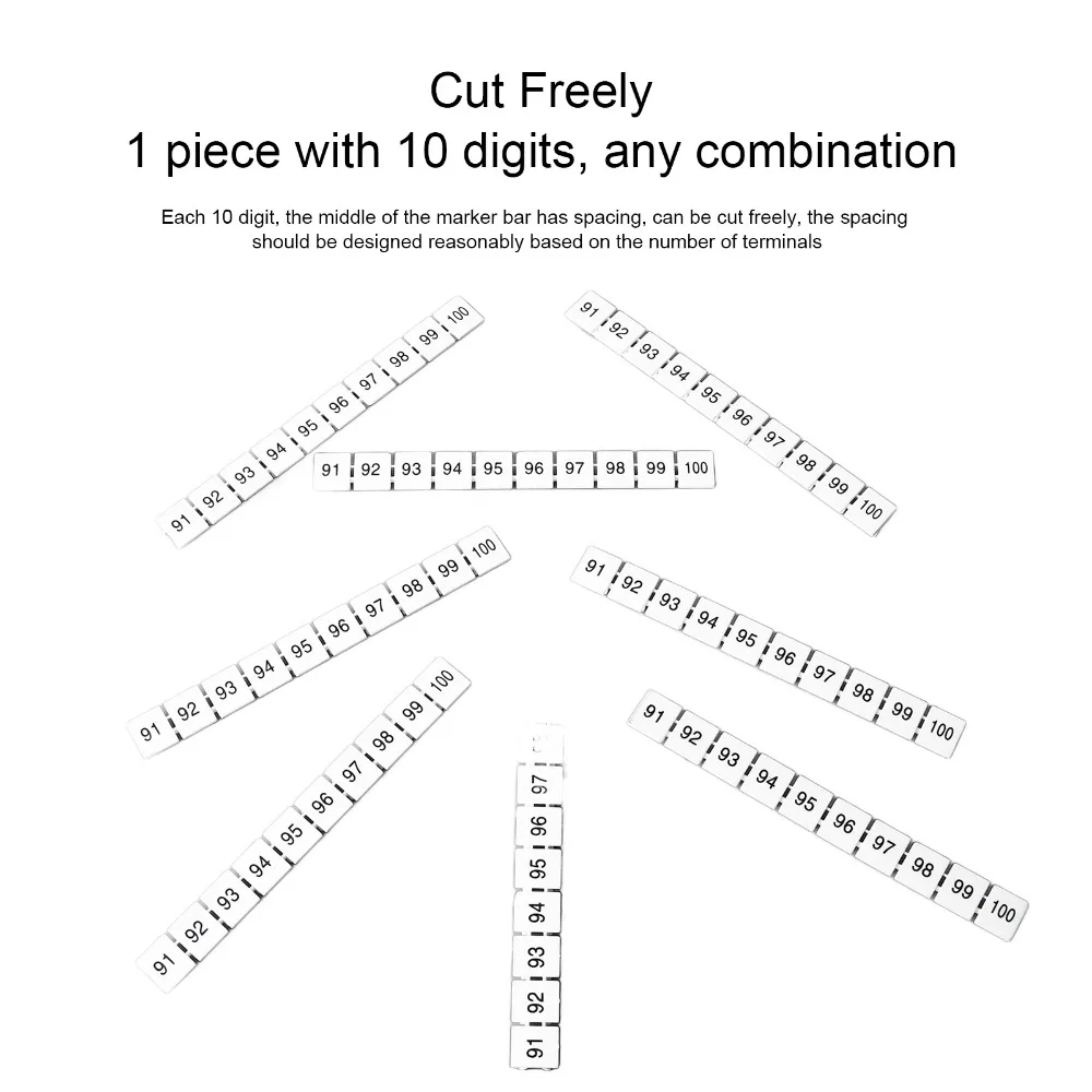 

100Pcs for UK10N Terminal Block Marking Label Number 91-100 Nylon Material Terminal Block Label Easy Cutting ZB10 Series