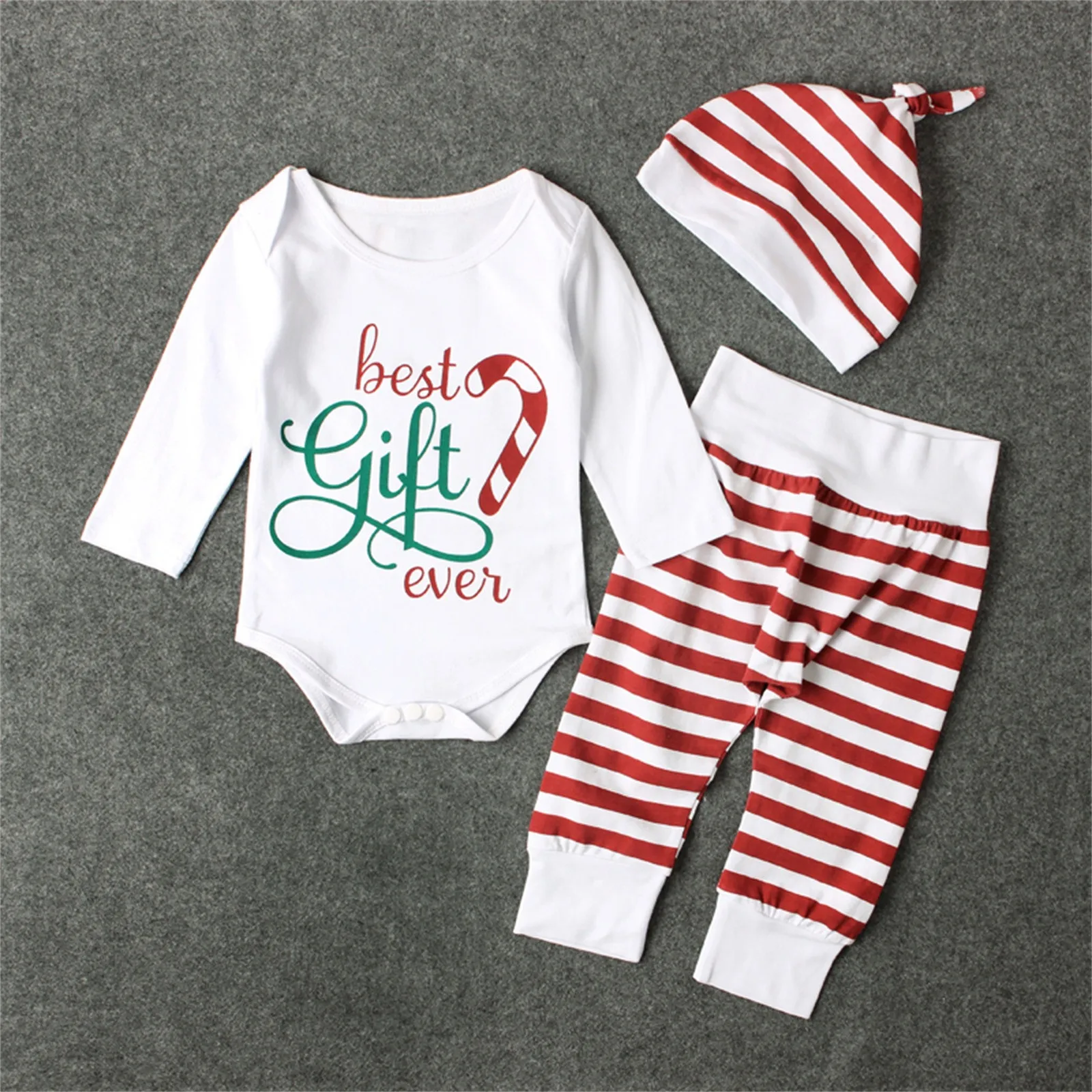 My First Christmas Baby Xmas Sets Infant Rompers Boys Girls Cute 2 Pieces Sleepwear With Hat 2024 Baby Xmas Party Outfits