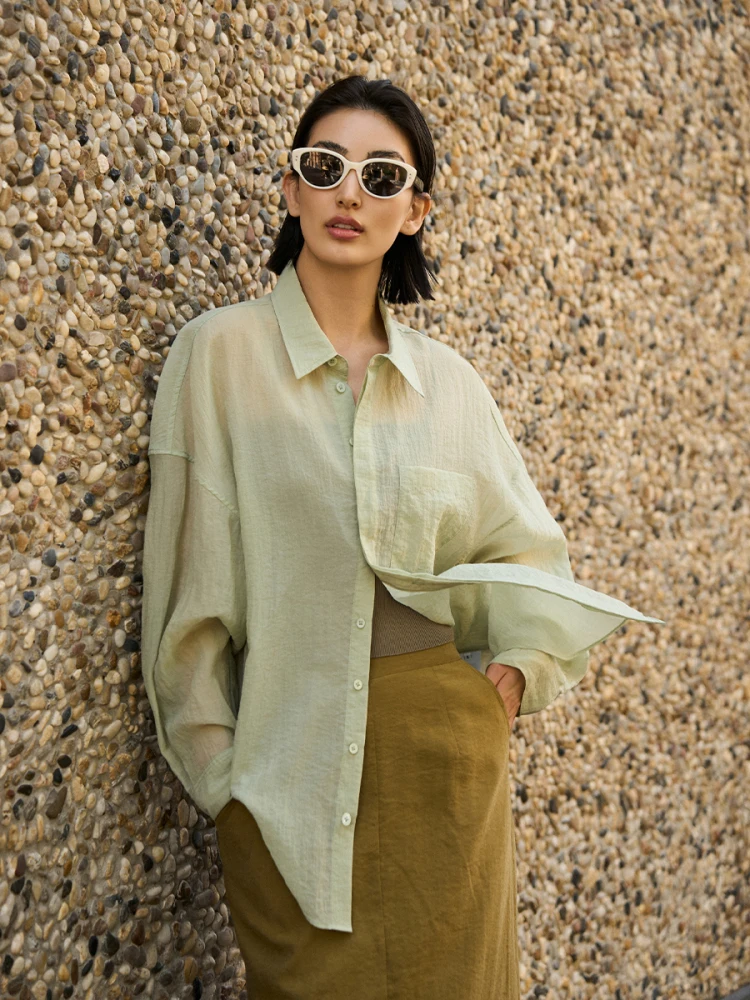 

TOFOD Ультралегкая дышащая ткань, женская повседневная свободная рубашка, удобная, в стиле кэжуал, с длинными рукавами, на пуговицах, однотонная