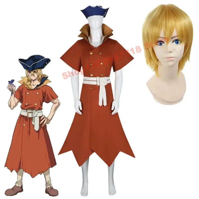 

Аниме Нанами Рюсуи Косплей Костюм и Шляпа Dr.Stone: Парик Рюсуи Головные Уборы Хэллоуин Карнавал Косплейер Одеваются