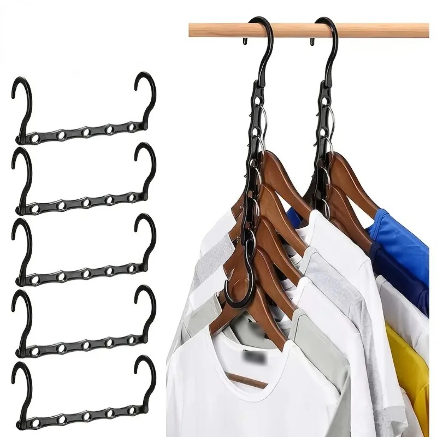 Efficient and Sturdy Closet Storage Solution: Set of 10 Space-Saving Plastic Magic Hangers for Organizing Heavy Clothes in Small