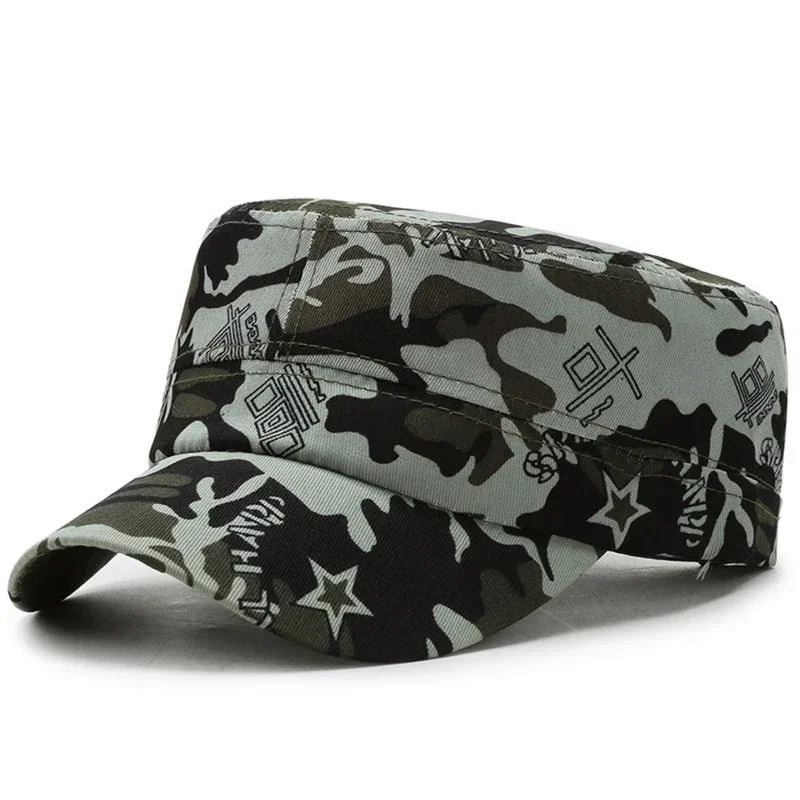 Vintage Camouflage Hats Flat Top Baseball Caps for Men Outdoor Sports Visor Hats Cadet Sunscreen Hats Gorras Para Hombres