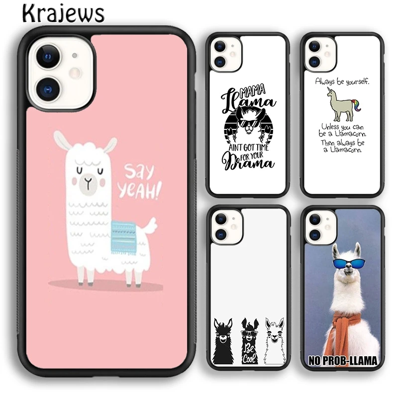 Krajews No Drama Prob Llama Lama Soft Phone Case Cover For iPhone 16 15 SE2020 14 6 7 8 plus 11 12 13 pro max coque Fundas