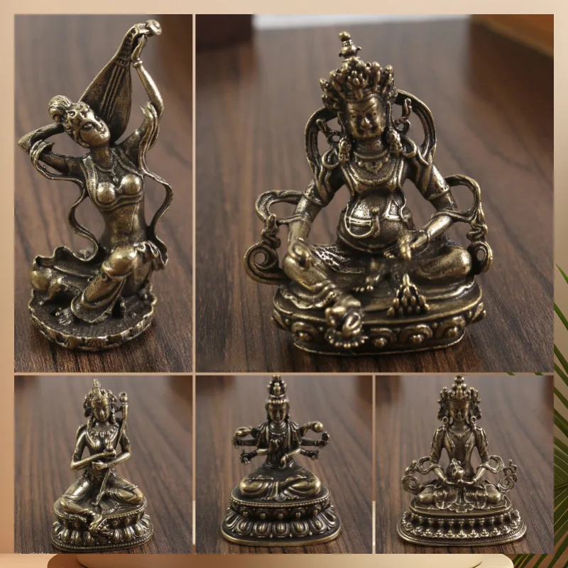 Brass God of Wealth Thousand-Armed Guanyin Bodhisattva Tibetan Buddha Statue Brass Metal Crafts Ornament