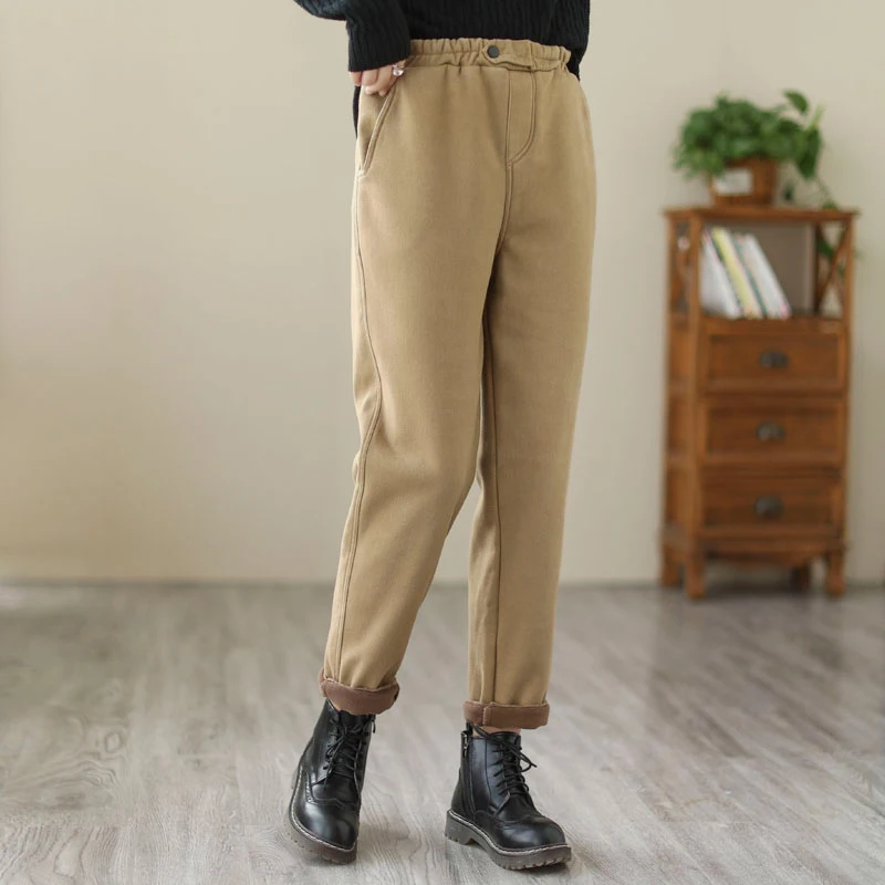 Women Velvet Straight Leg Pants