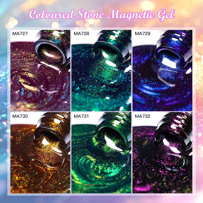 7 ml Grüner Edelstein Farbiger Stein Katze Magnetischer Gel-Nagellack Semi-Permanent-Lack Soak Off Nail Art UV Gel Maniküre Nagelzubehör